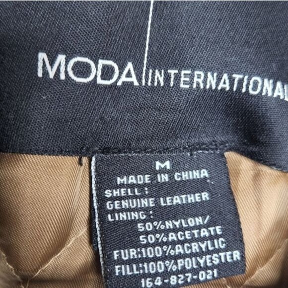 MODA INTERNATIONAL Distressed Genuine Leather Jacket Coat - Picture 7 of 9